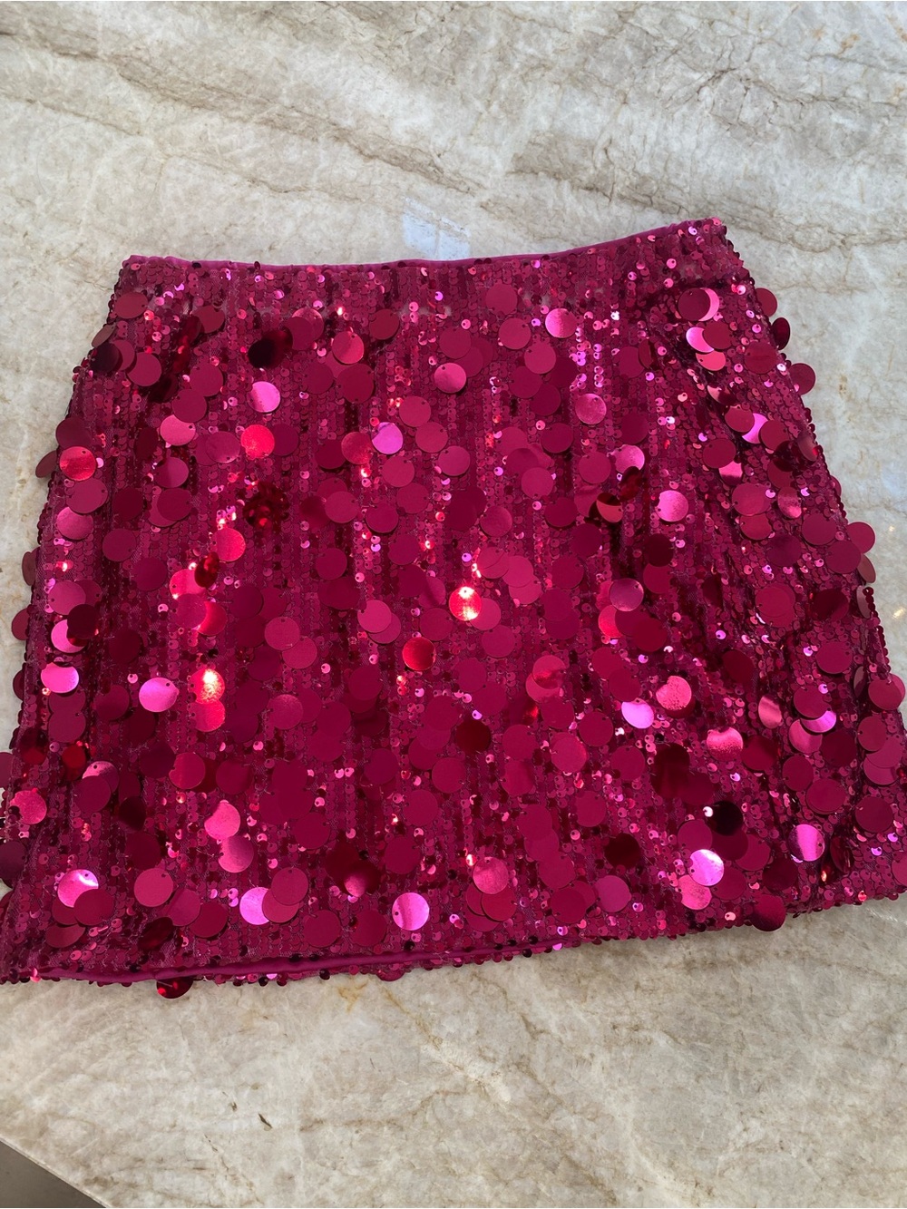 Sequin Mini Skirt in Fuchsia Pink
